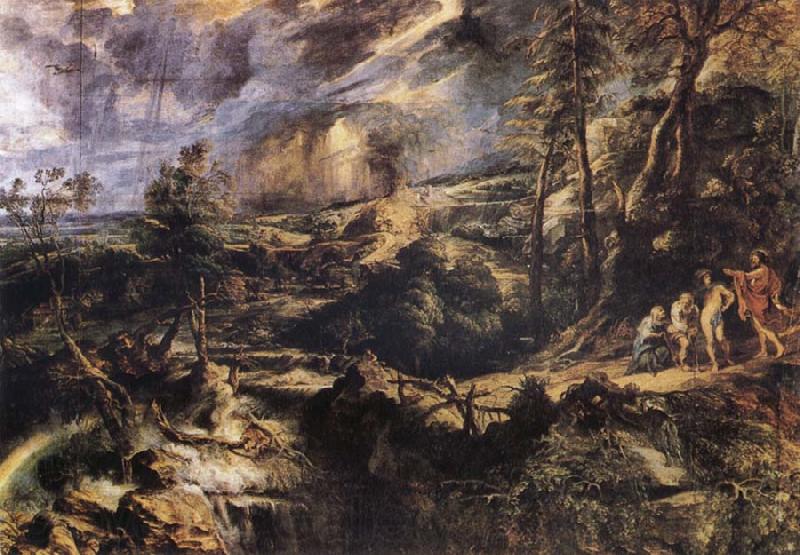 Peter Paul Rubens Stormy Landscape with Philemon und Baucis Norge oil painting art